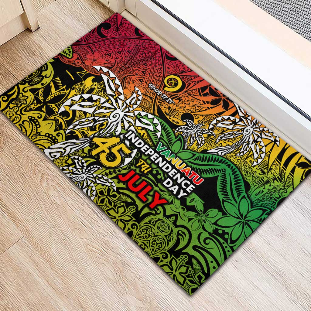 Personalized Vanuatu 45th Independence Anniversary Rubber Doormat Melanesian Pattern Reggae DT02 - Polynesian Pride