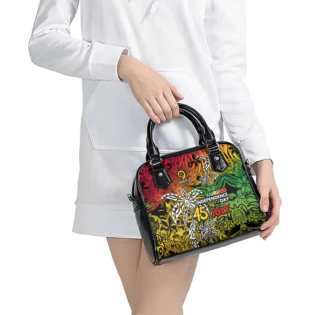 Personalized Vanuatu 45th Independence Anniversary Shoulder Handbag Melanesian Pattern Reggae DT02 - Polynesian Pride