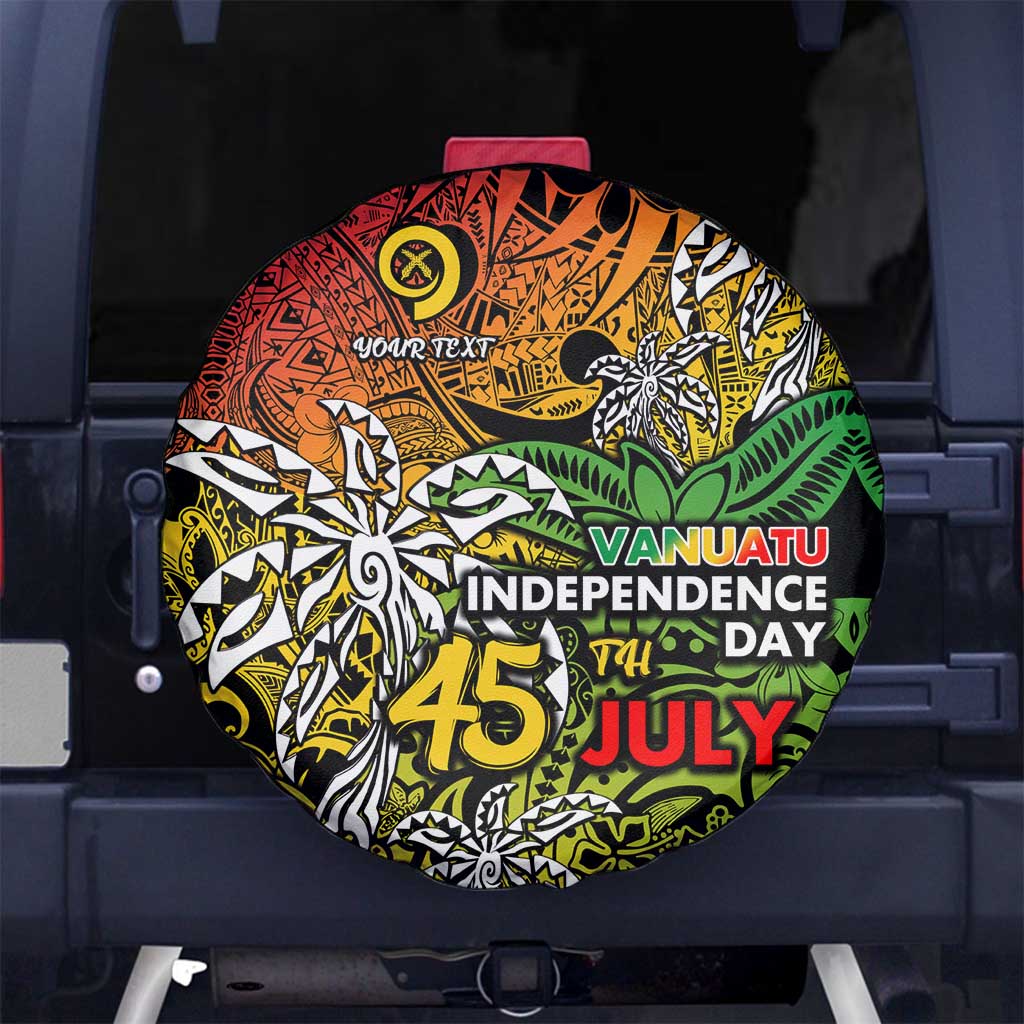 Personalized Vanuatu 45th Independence Anniversary Spare Tire Cover Melanesian Pattern Reggae DT02 No hole Art - Polynesian Pride