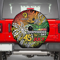 Personalized Vanuatu 45th Independence Anniversary Spare Tire Cover Melanesian Pattern Reggae DT02 - Polynesian Pride