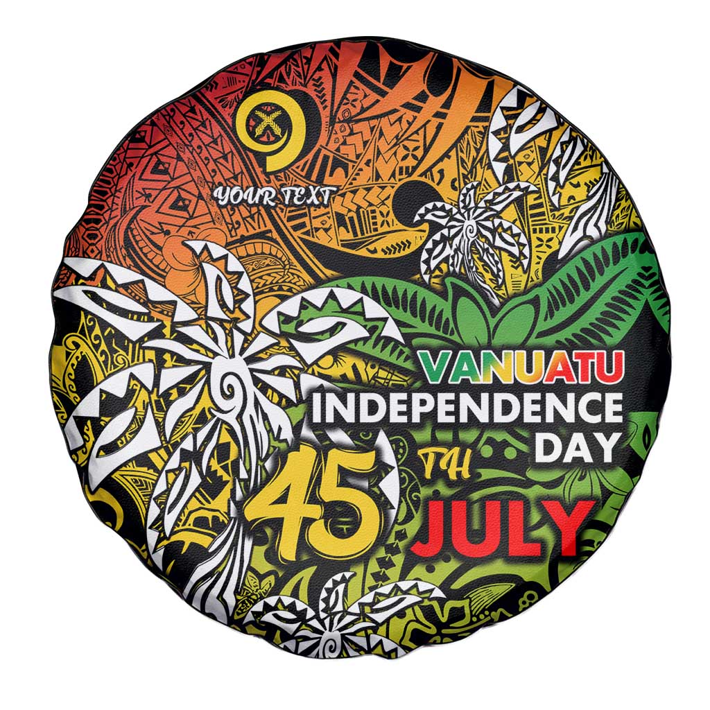 Personalized Vanuatu 45th Independence Anniversary Spare Tire Cover Melanesian Pattern Reggae DT02 - Polynesian Pride