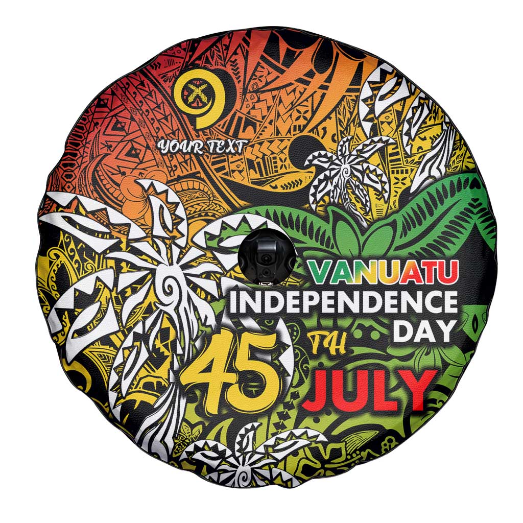 Personalized Vanuatu 45th Independence Anniversary Spare Tire Cover Melanesian Pattern Reggae DT02 - Polynesian Pride