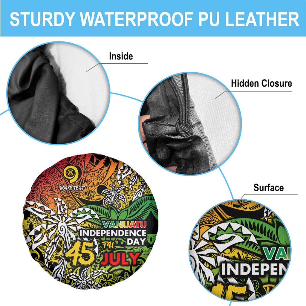 Personalized Vanuatu 45th Independence Anniversary Spare Tire Cover Melanesian Pattern Reggae DT02 - Polynesian Pride