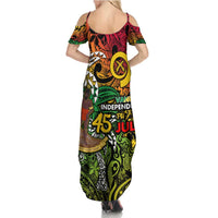 Personalized Vanuatu 45th Independence Anniversary Summer Maxi Dress Melanesian Pattern Reggae DT02 - Polynesian Pride