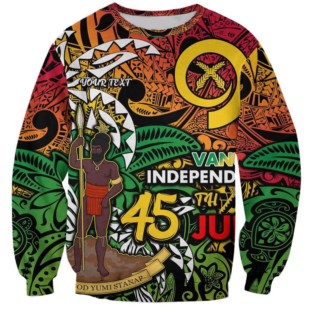 Personalized Vanuatu 45th Independence Anniversary Sweatshirt Melanesian Pattern Reggae DT02 Unisex Art - Polynesian Pride