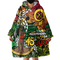 Personalized Vanuatu 45th Independence Anniversary Wearable Blanket Hoodie Melanesian Pattern Reggae DT02 - Polynesian Pride