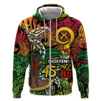 Personalized Vanuatu 45th Independence Anniversary Zip Hoodie Melanesian Pattern Reggae DT02 Zip Hoodie Art - Polynesian Pride