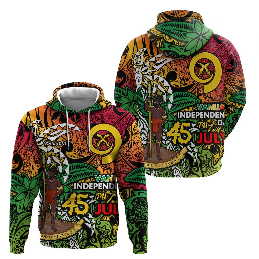 Personalized Vanuatu 45th Independence Anniversary Zip Hoodie Melanesian Pattern Reggae DT02 - Polynesian Pride