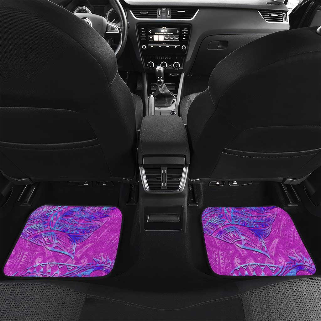 Dolphin Polynesia Car Mats Hibiscus Tropical Wave - Purple Vibes DT02 Set 2pcs - Back Purple - Polynesian Pride