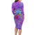 Personalized Dolphin Polynesia Family Matching Long Sleeve Bodycon Dress and Hawaiian Shirt Hibiscus Tropical Wave - Purple Vibes