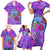 Personalized Dolphin Polynesia Family Matching Short Sleeve Bodycon Dress and Hawaiian Shirt Hibiscus Tropical Wave - Purple Vibes