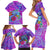 Personalized Dolphin Polynesia Family Matching Short Sleeve Bodycon Dress and Hawaiian Shirt Hibiscus Tropical Wave - Purple Vibes