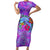 Personalized Dolphin Polynesia Family Matching Short Sleeve Bodycon Dress and Hawaiian Shirt Hibiscus Tropical Wave - Purple Vibes