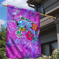 Dolphin Polynesia Garden Flag Hibiscus Tropical Wave - Purple Vibes DT02 - Polynesian Pride