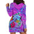 Personalized Dolphin Polynesia Hoodie Dress Hibiscus Tropical Wave - Purple Vibes