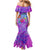 Personalized Dolphin Polynesia Mermaid Dress Hibiscus Tropical Wave - Purple Vibes