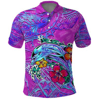 Dolphin Polynesia Polo Shirt Hibiscus Tropical Wave - Purple Vibes DT02 Purple - Polynesian Pride
