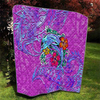 Dolphin Polynesia Quilt Hibiscus Tropical Wave - Purple Vibes DT02 - Polynesian Pride