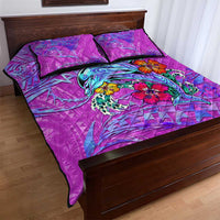 Dolphin Polynesia Quilt Bed Set Hibiscus Tropical Wave - Purple Vibes DT02 - Polynesian Pride