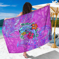 Dolphin Polynesia Sarong Hibiscus Tropical Wave - Purple Vibes DT02 One Size 44 x 66 inches Purple - Polynesian Pride
