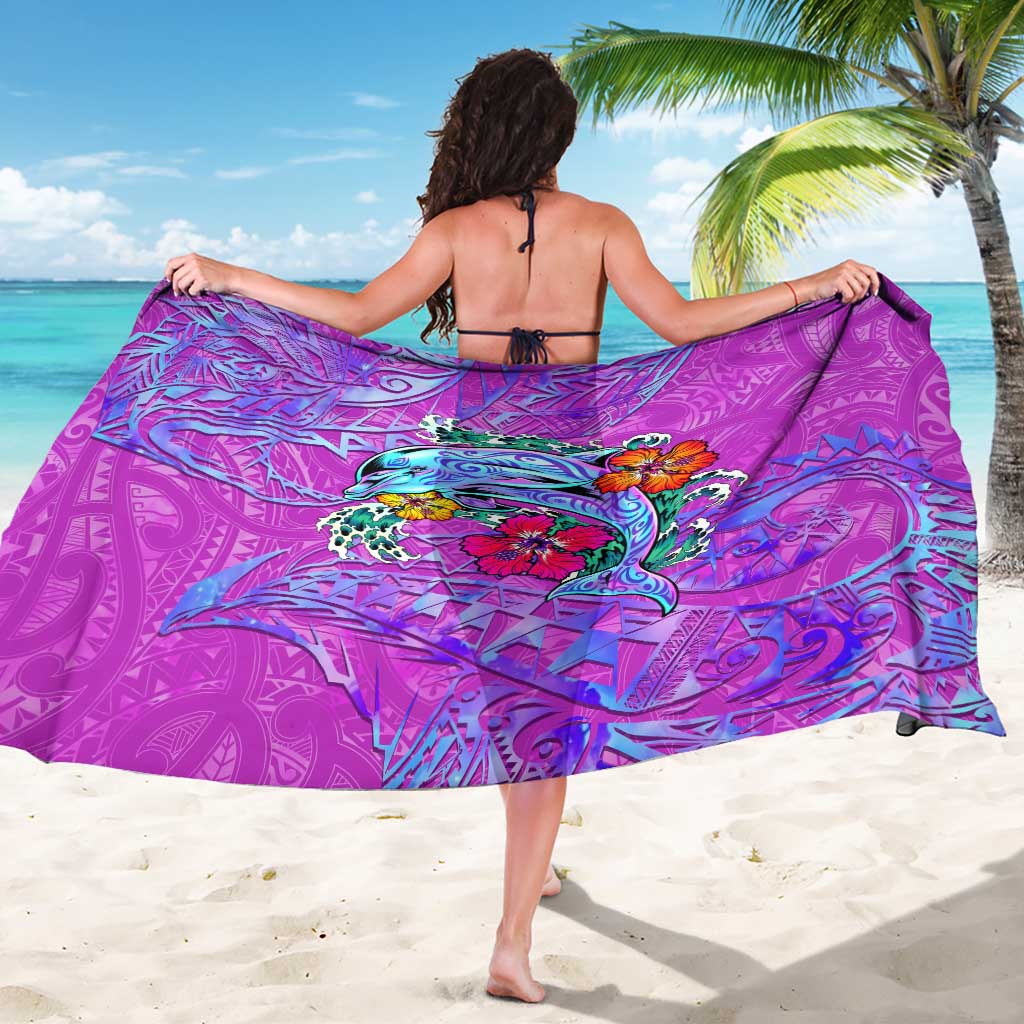 Dolphin Polynesia Sarong Hibiscus Tropical Wave - Purple Vibes DT02 - Polynesian Pride
