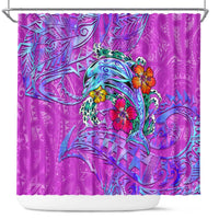 Dolphin Polynesia Shower Curtain Hibiscus Tropical Wave - Purple Vibes DT02 Purple - Polynesian Pride