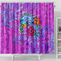 Dolphin Polynesia Shower Curtain Hibiscus Tropical Wave - Purple Vibes DT02 - Polynesian Pride