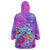 Personalized Dolphin Polynesia Wearable Blanket Hoodie Hibiscus Tropical Wave - Purple Vibes