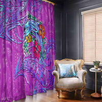 Dolphin Polynesia Window Curtain Hibiscus Tropical Wave - Purple Vibes DT02 - Polynesian Pride