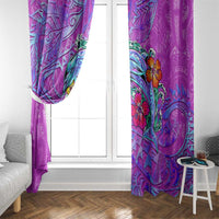 Dolphin Polynesia Window Curtain Hibiscus Tropical Wave - Purple Vibes DT02 - Polynesian Pride