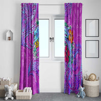 Dolphin Polynesia Window Curtain Hibiscus Tropical Wave - Purple Vibes DT02 - Polynesian Pride
