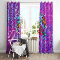 Dolphin Polynesia Window Curtain Hibiscus Tropical Wave - Purple Vibes DT02 - Polynesian Pride