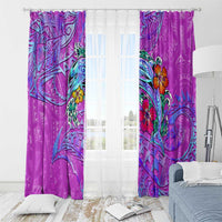 Dolphin Polynesia Window Curtain Hibiscus Tropical Wave - Purple Vibes DT02 - Polynesian Pride