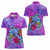 Personalized Dolphin Polynesia Women Polo Shirt Hibiscus Tropical Wave - Purple Vibes