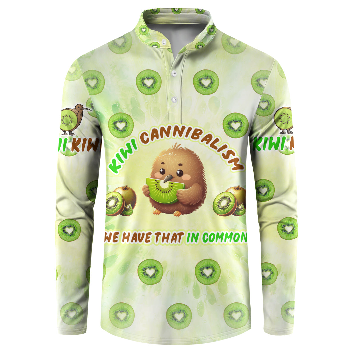 Kiwi Cannibalism Button Sweatshirt New Zealand Kiwi Cute Bird Funny DT02 Green - Polynesian Pride