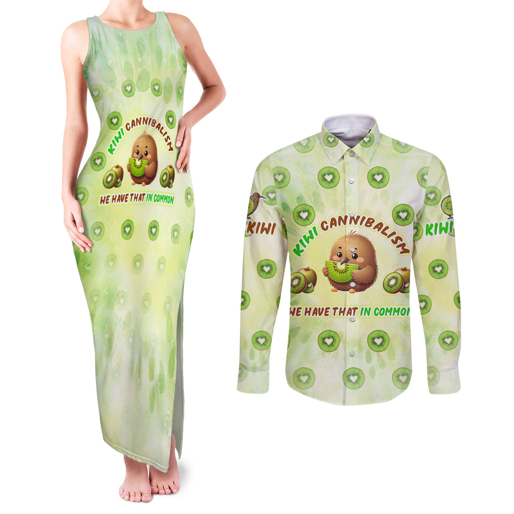 Kiwi Cannibalism Couples Matching Tank Maxi Dress and Long Sleeve Button Shirt New Zealand Kiwi Cute Bird Funny