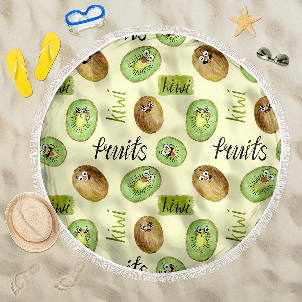 Kiwi Cute Humorous Beach Blanket New Zealand Fruit DT02 One Size 150cm Yellow - Polynesian Pride