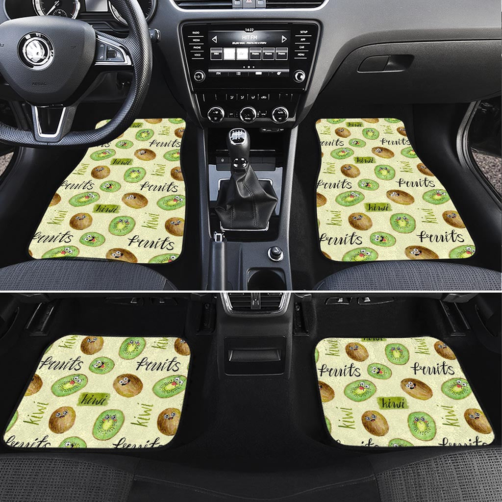 Kiwi Cute Humorous Car Mats New Zealand Fruit DT02 Set 4pcs Yellow - Polynesian Pride