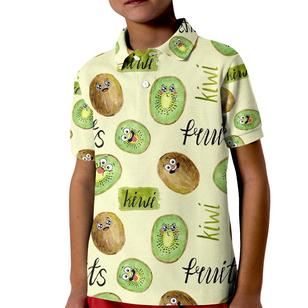 Kiwi Cute Humorous Kid Polo Shirt New Zealand Fruit DT02 Kid Yellow - Polynesian Pride