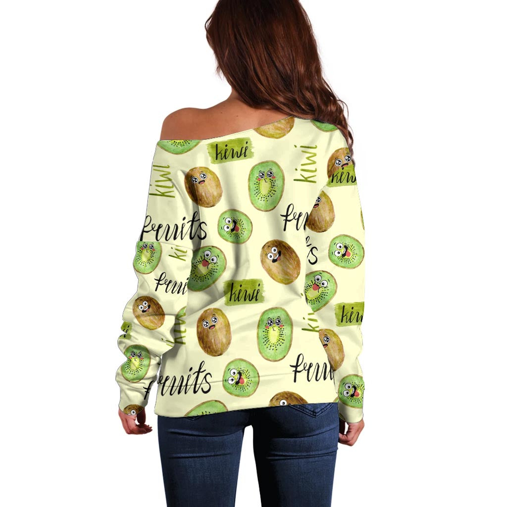 Kiwi Cute Humorous Off Shoulder Sweater New Zealand Fruit DT02 - Polynesian Pride