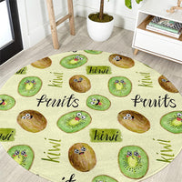 Kiwi Cute Humorous Round Carpet New Zealand Fruit DT02 Yellow - Polynesian Pride