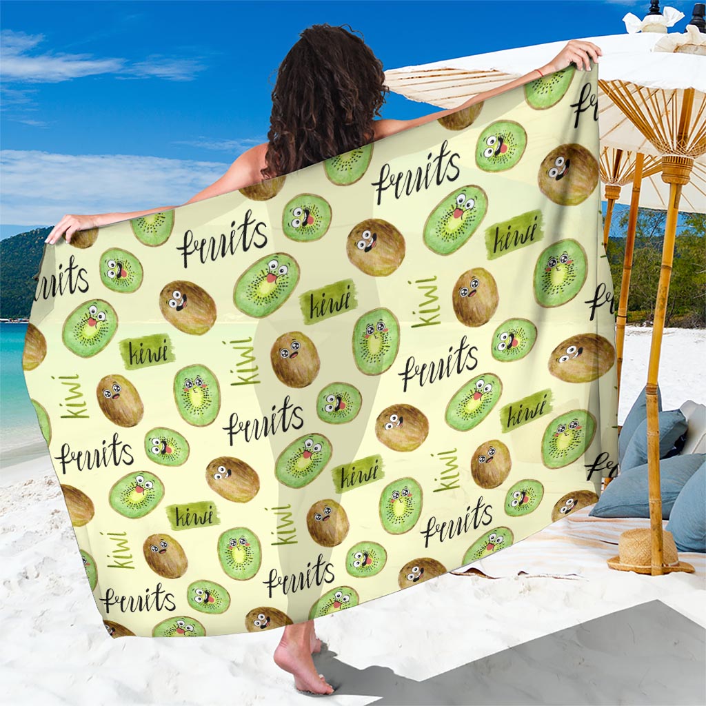 Kiwi Cute Humorous Sarong New Zealand Fruit DT02 One Size 44 x 66 inches Yellow - Polynesian Pride