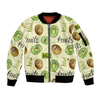 Kiwi Cute Humorous Sleeve Zip Bomber Jacket New Zealand Fruit DT02 Unisex Yellow - Polynesian Pride