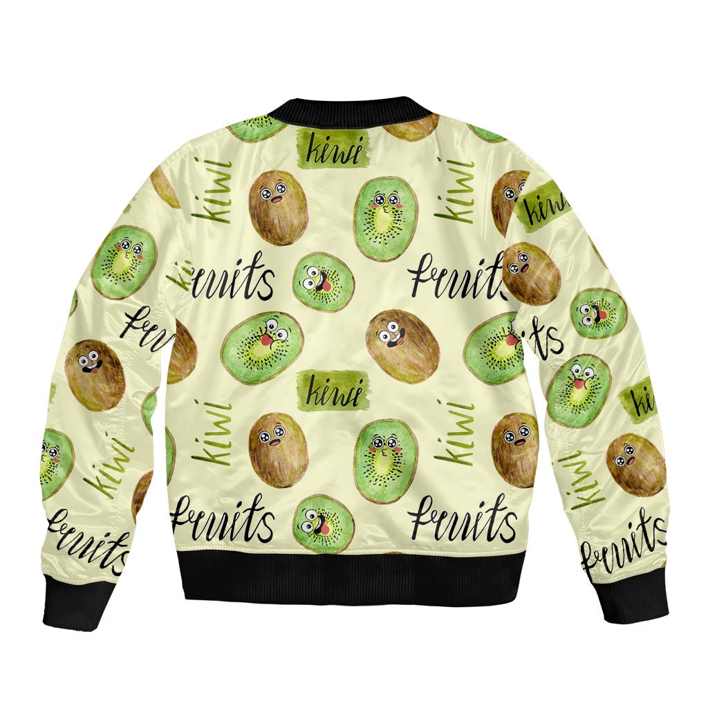 Kiwi Cute Humorous Sleeve Zip Bomber Jacket New Zealand Fruit DT02 - Polynesian Pride