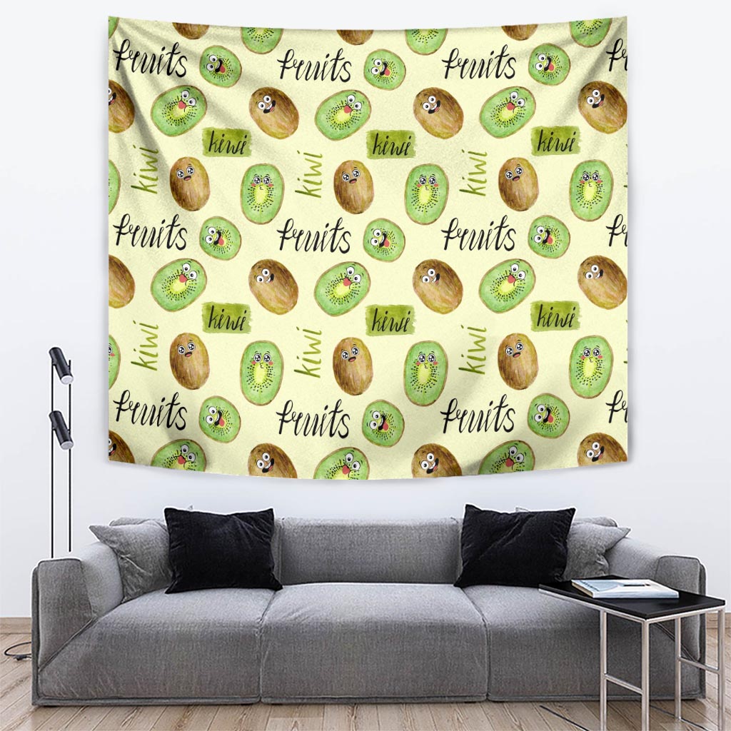 Kiwi Cute Humorous Tapestry New Zealand Fruit DT02 Yellow - Polynesian Pride