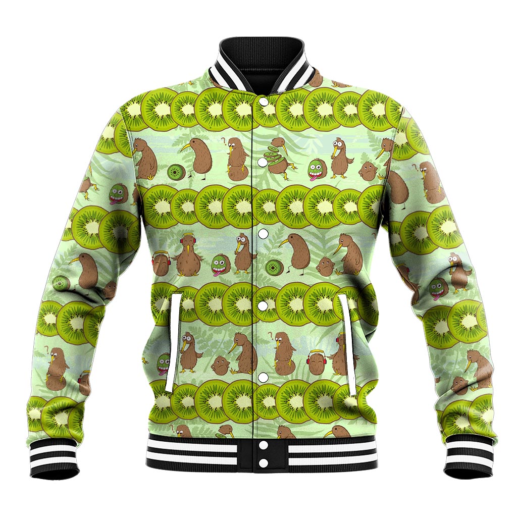 New Zealand Kiwi Fruit Witty Kiwi Bird Baseball Jacket DT02 Unisex Green - Polynesian Pride