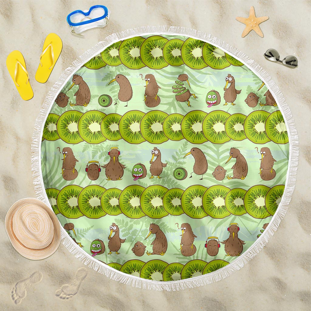 New Zealand Kiwi Fruit Witty Kiwi Bird Beach Blanket DT02 One Size 150cm Green - Polynesian Pride