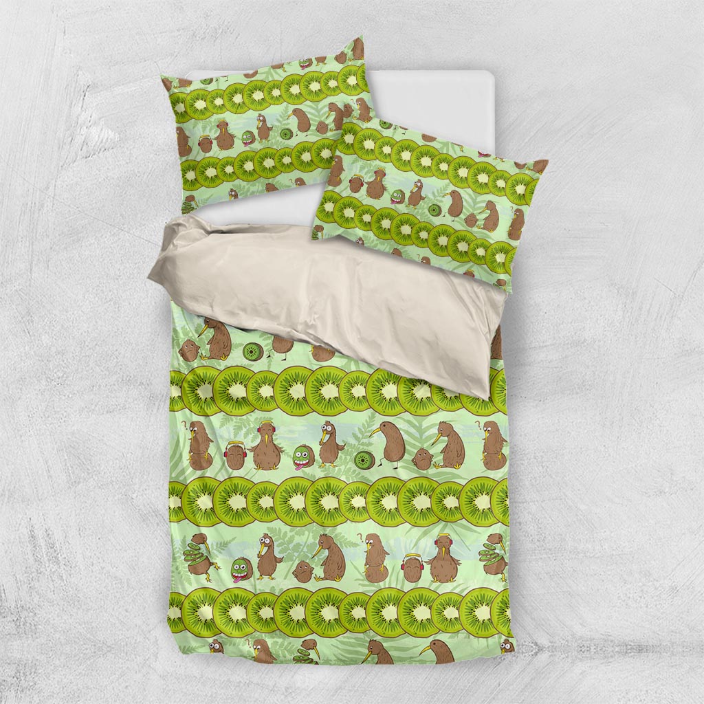 New Zealand Kiwi Fruit Witty Kiwi Bird Bedding Set DT02 US Twin 172cm x 218cm Green - Polynesian Pride