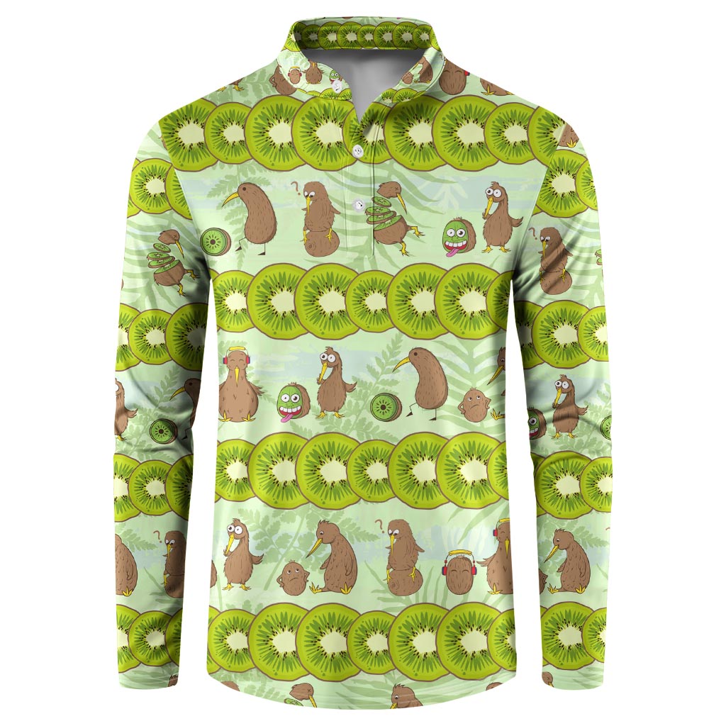 New Zealand Kiwi Fruit Witty Kiwi Bird Button Sweatshirt DT02 Green - Polynesian Pride