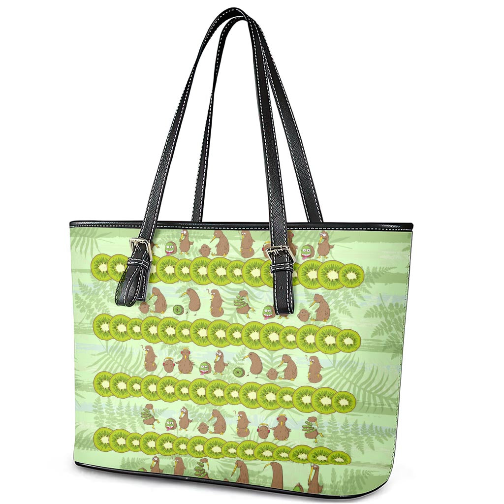 New Zealand Kiwi Fruit Witty Kiwi Bird Leather Tote Bag DT02 - Polynesian Pride